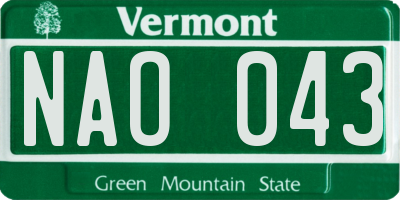 VT license plate NAO043