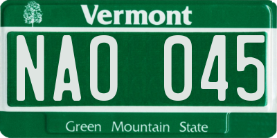VT license plate NAO045