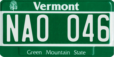 VT license plate NAO046