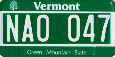 VT license plate NAO047