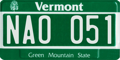 VT license plate NAO051