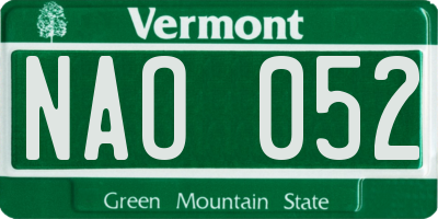 VT license plate NAO052