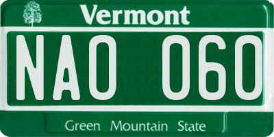 VT license plate NAO060