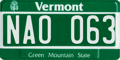 VT license plate NAO063