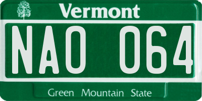 VT license plate NAO064