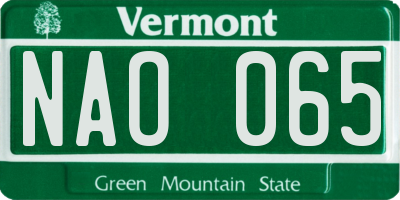 VT license plate NAO065