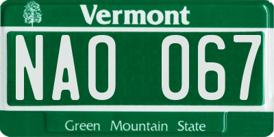 VT license plate NAO067