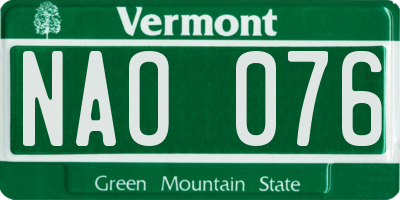 VT license plate NAO076