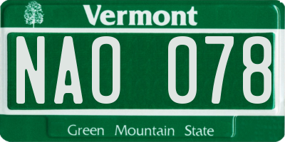 VT license plate NAO078