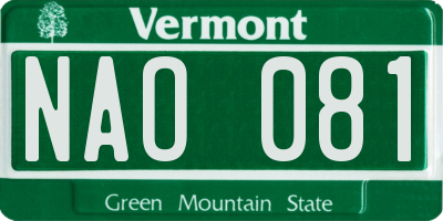 VT license plate NAO081