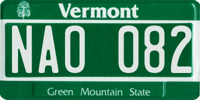 VT license plate NAO082