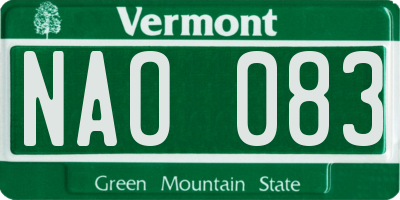 VT license plate NAO083