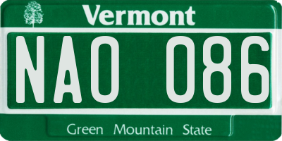 VT license plate NAO086