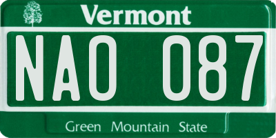 VT license plate NAO087
