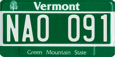 VT license plate NAO091