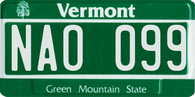 VT license plate NAO099