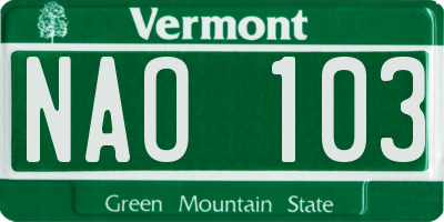 VT license plate NAO103