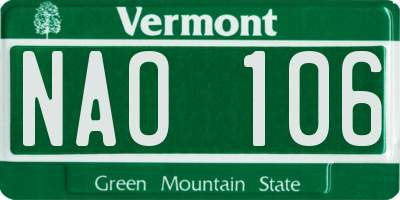 VT license plate NAO106
