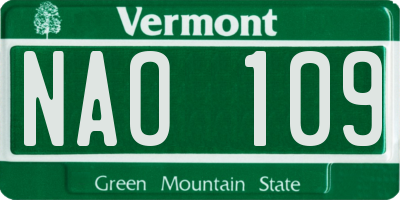 VT license plate NAO109