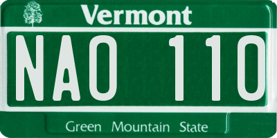 VT license plate NAO110