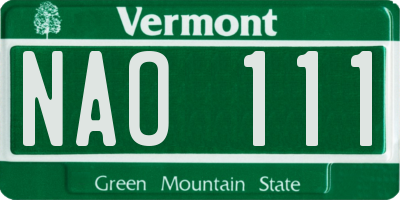 VT license plate NAO111