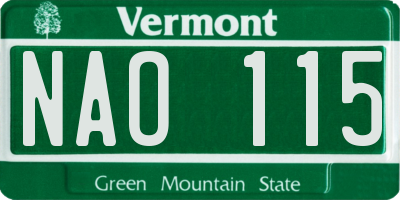 VT license plate NAO115