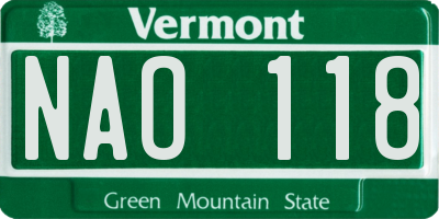 VT license plate NAO118