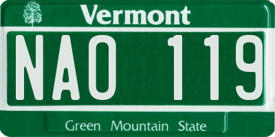 VT license plate NAO119