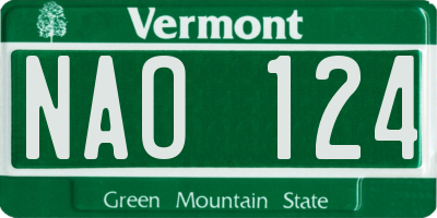 VT license plate NAO124