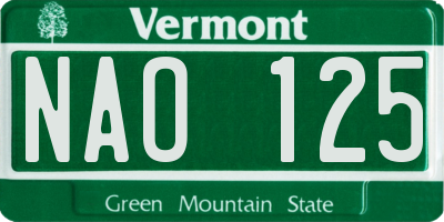 VT license plate NAO125