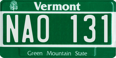 VT license plate NAO131