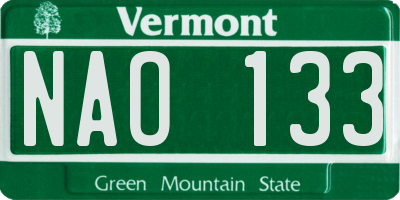 VT license plate NAO133
