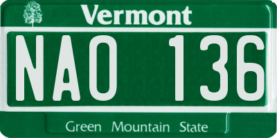 VT license plate NAO136