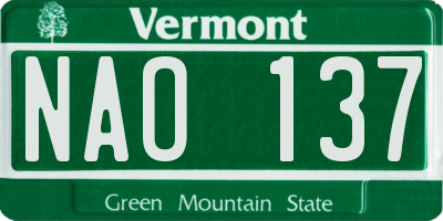 VT license plate NAO137