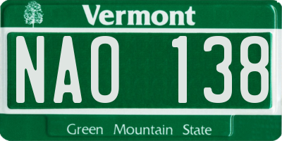 VT license plate NAO138