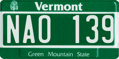VT license plate NAO139