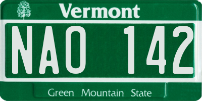 VT license plate NAO142