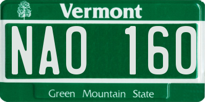 VT license plate NAO160
