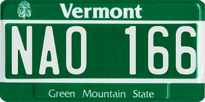 VT license plate NAO166