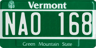 VT license plate NAO168