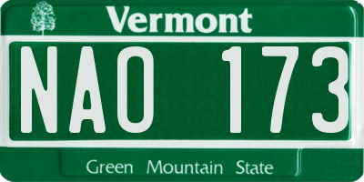 VT license plate NAO173