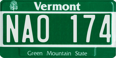 VT license plate NAO174