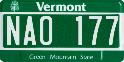 VT license plate NAO177
