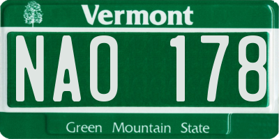 VT license plate NAO178