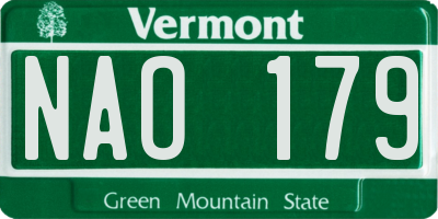 VT license plate NAO179