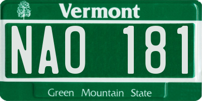 VT license plate NAO181