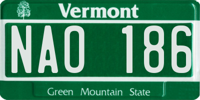 VT license plate NAO186