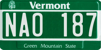 VT license plate NAO187