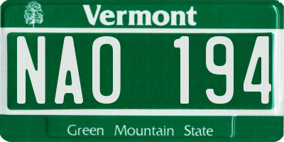 VT license plate NAO194
