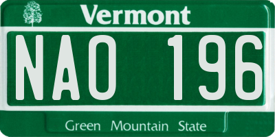VT license plate NAO196